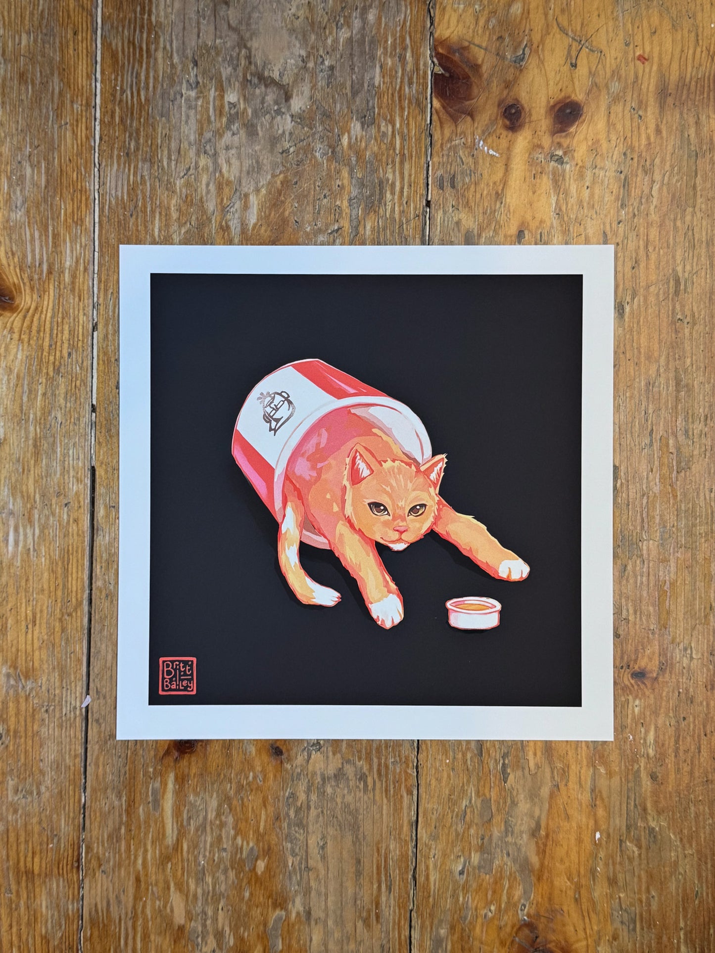 Fried Chicken Cat Dark Print