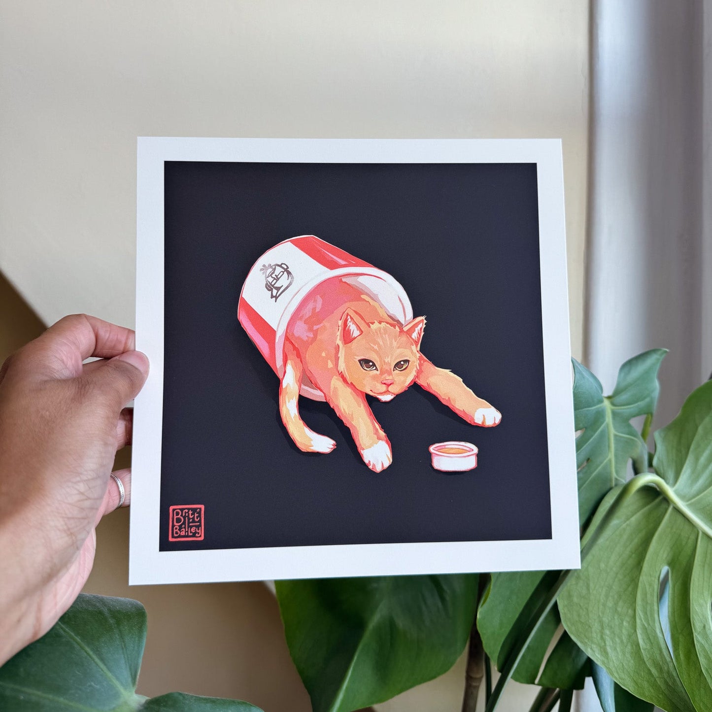 Fried Chicken Cat Dark Print