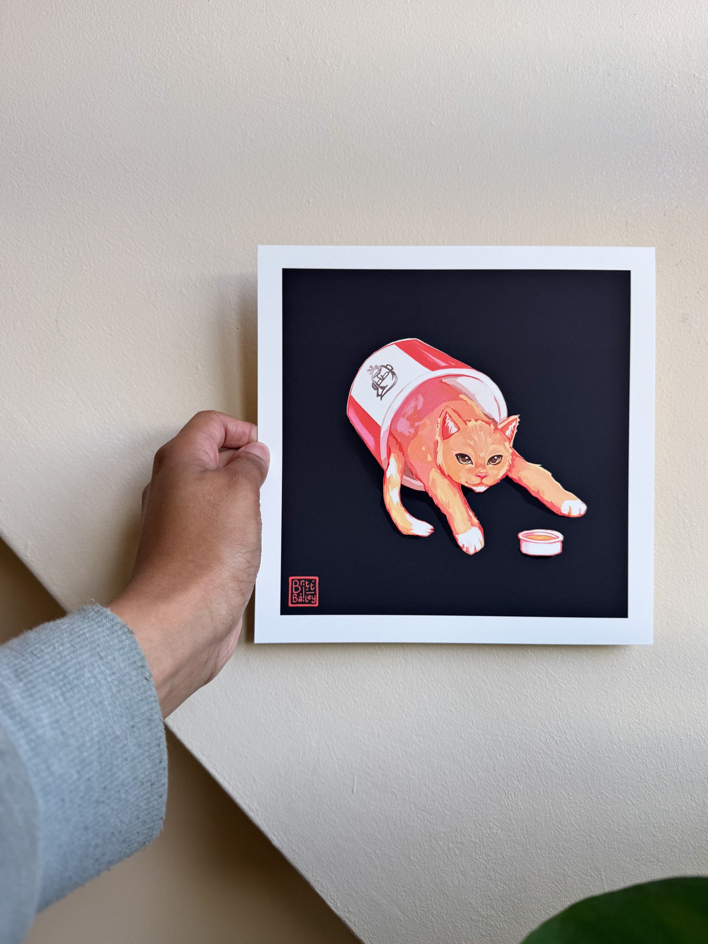Fried Chicken Cat Dark Print