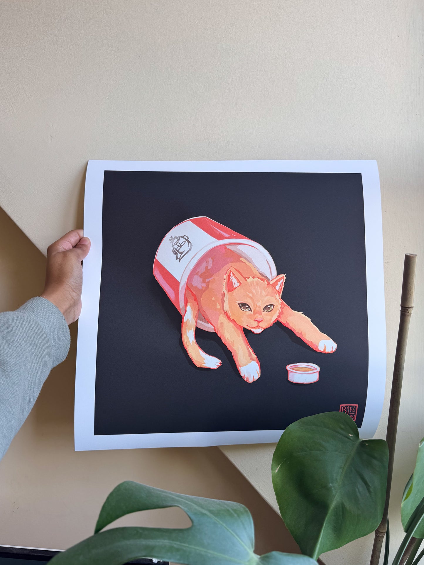 Fried Chicken Cat Dark Print