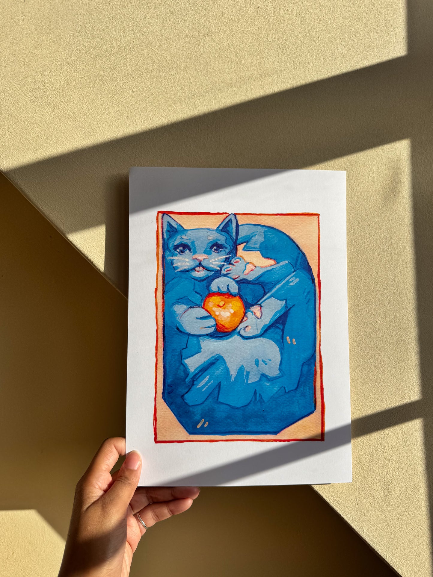 Box Cat Art Print - Blue Satsuma