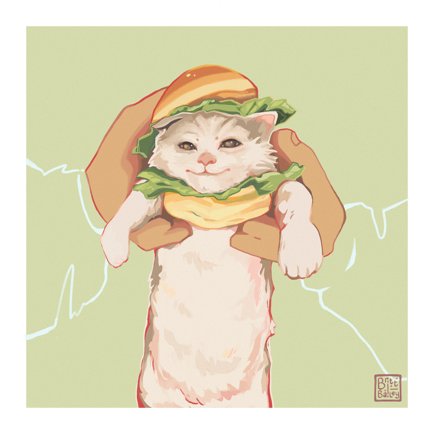 Burger Cat Art print