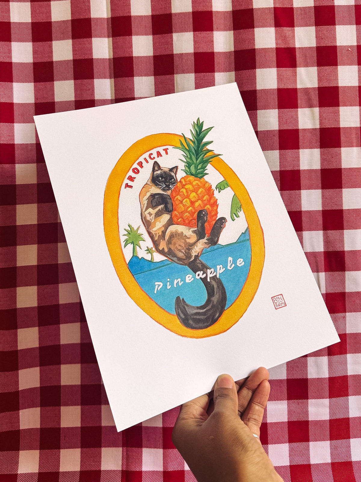 Tropicat Pineapple Art Print