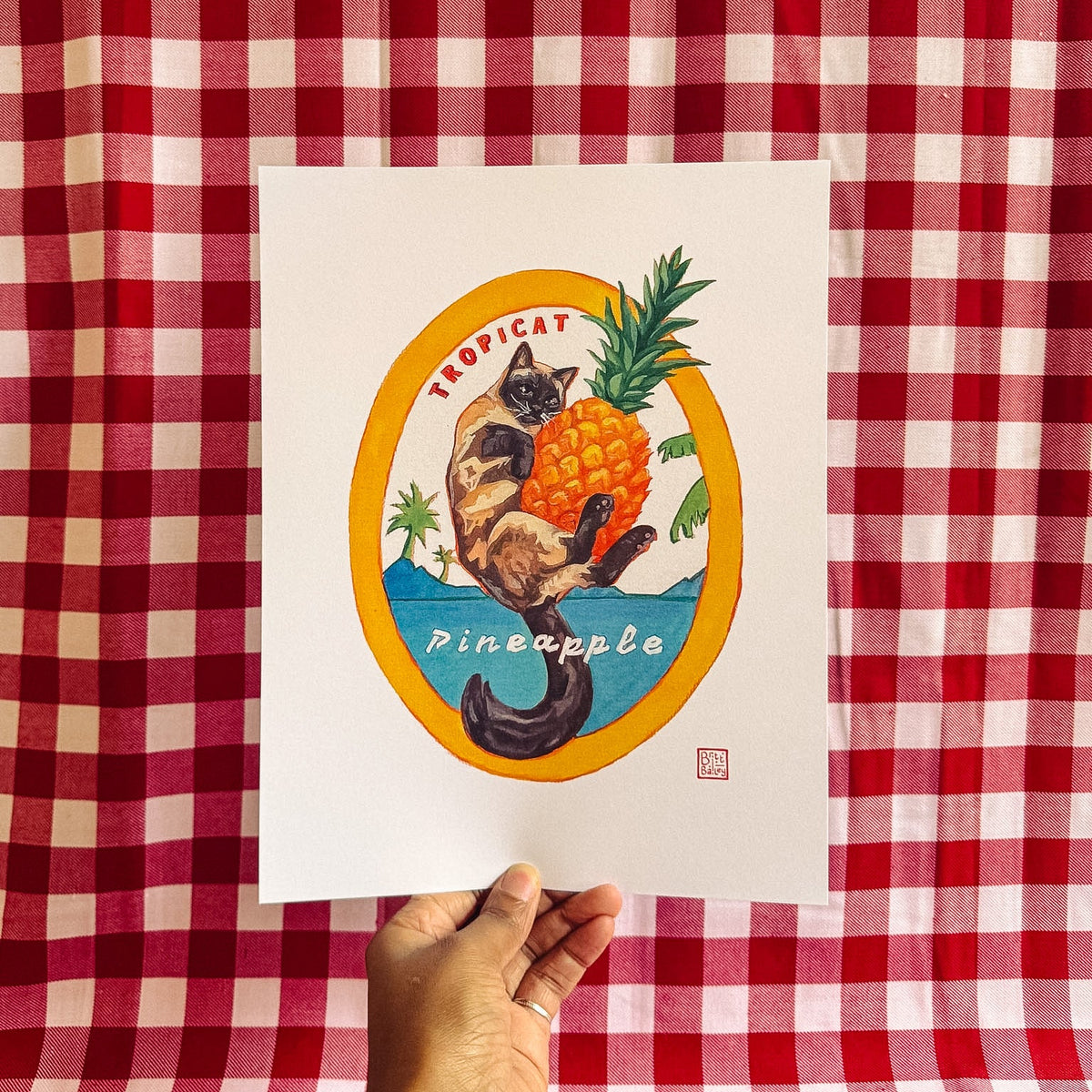 Tropicat Pineapple Art Print