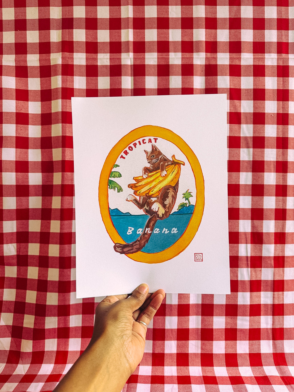 Tropicat Banana Art Print