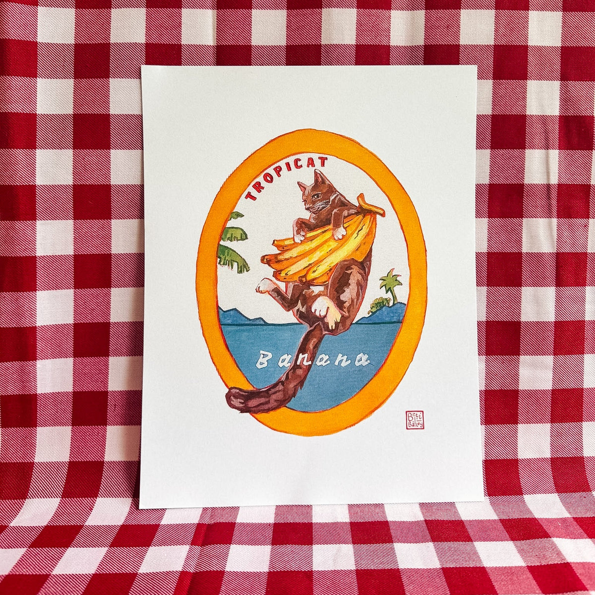 Tropicat Banana Art Print