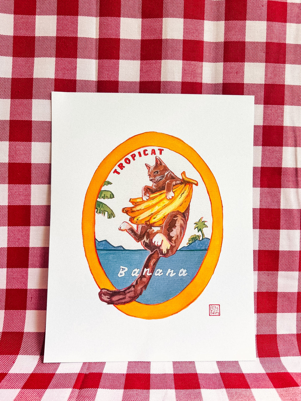Tropicat Banana Art Print