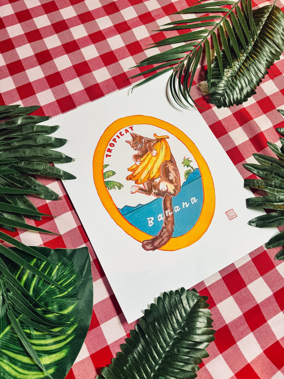 Tropicat Banana Art Print