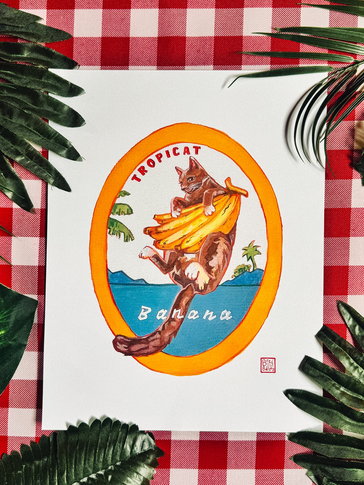 Tropicat Banana Art Print