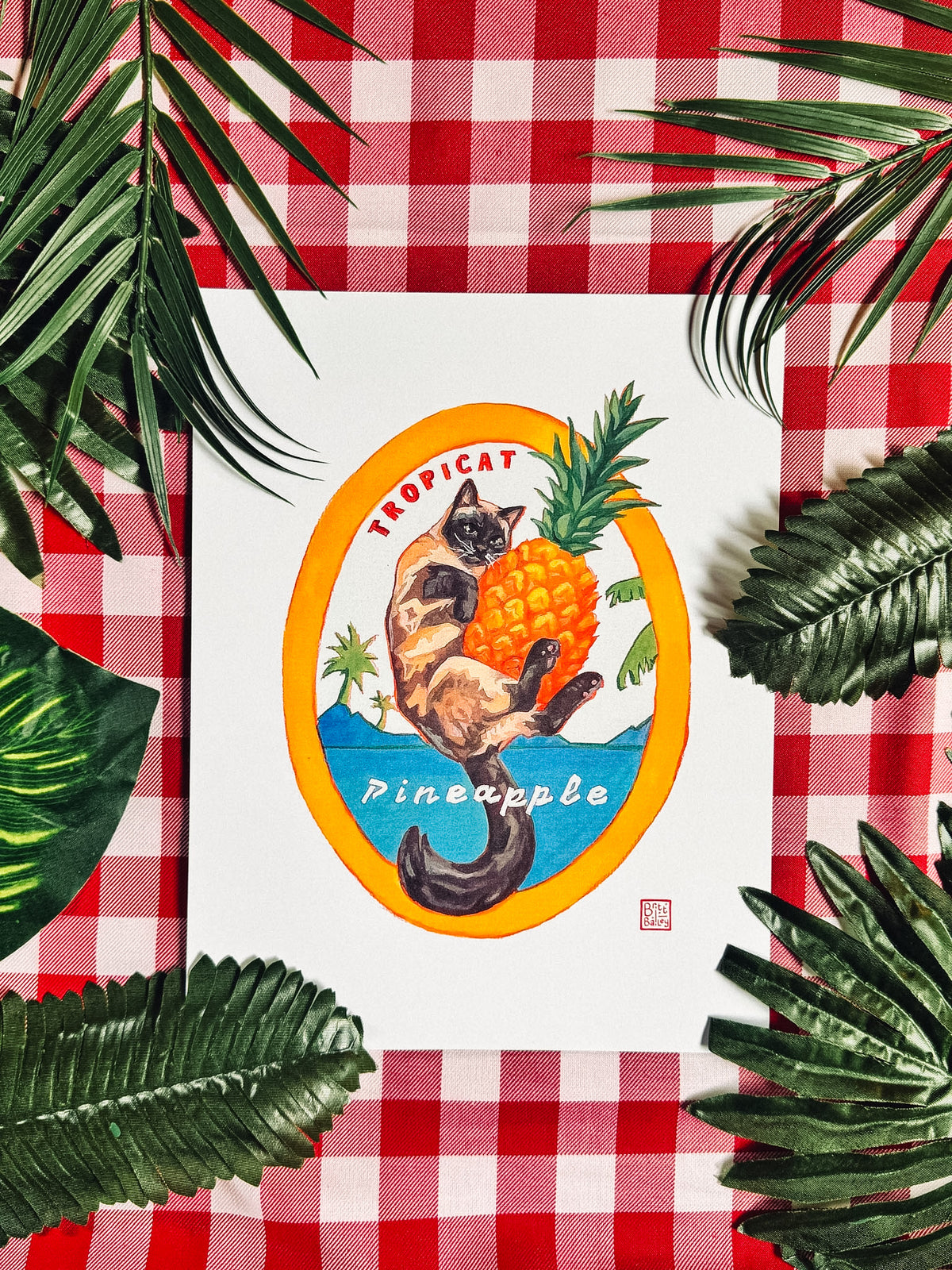 Tropicat Pineapple Art Print
