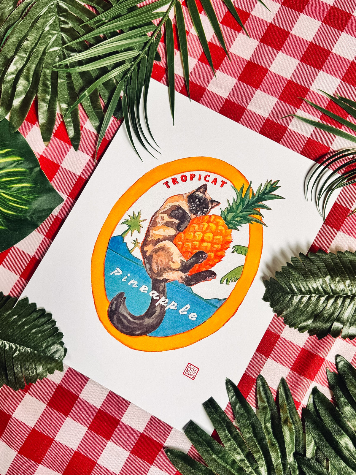 Tropicat Pineapple Art Print