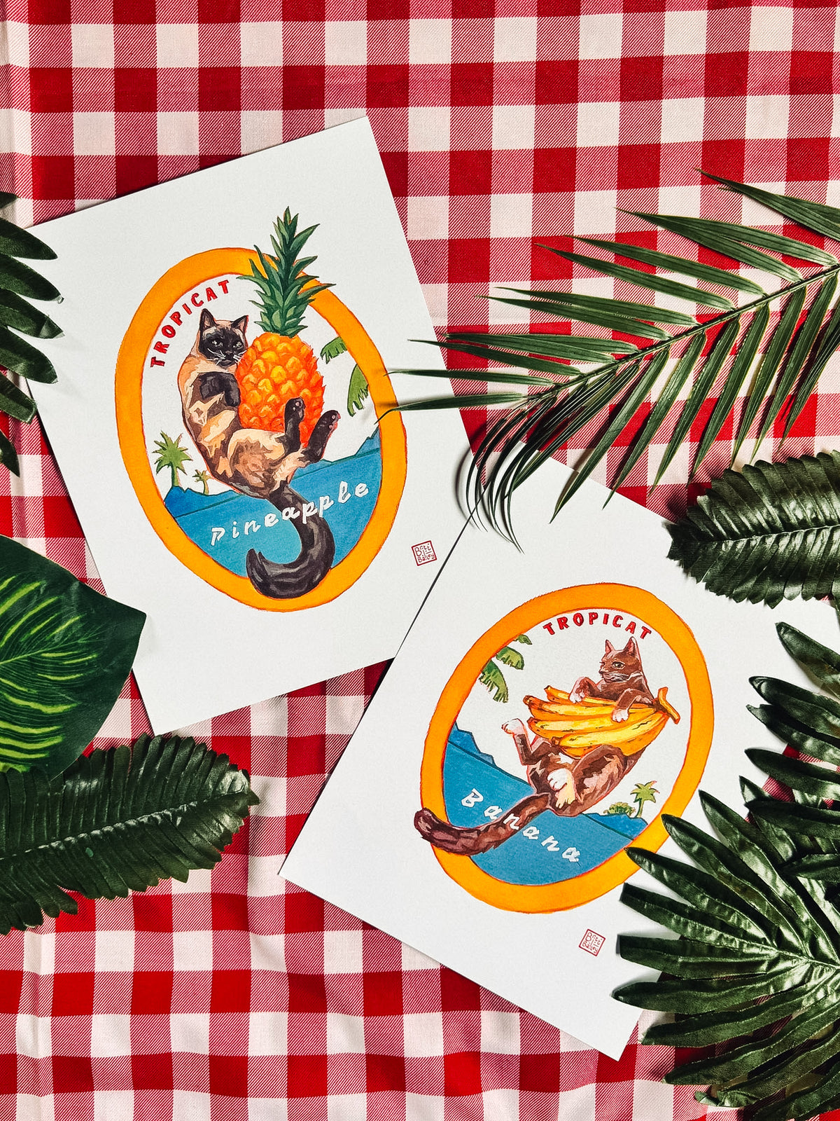 Tropicat Pineapple Art Print