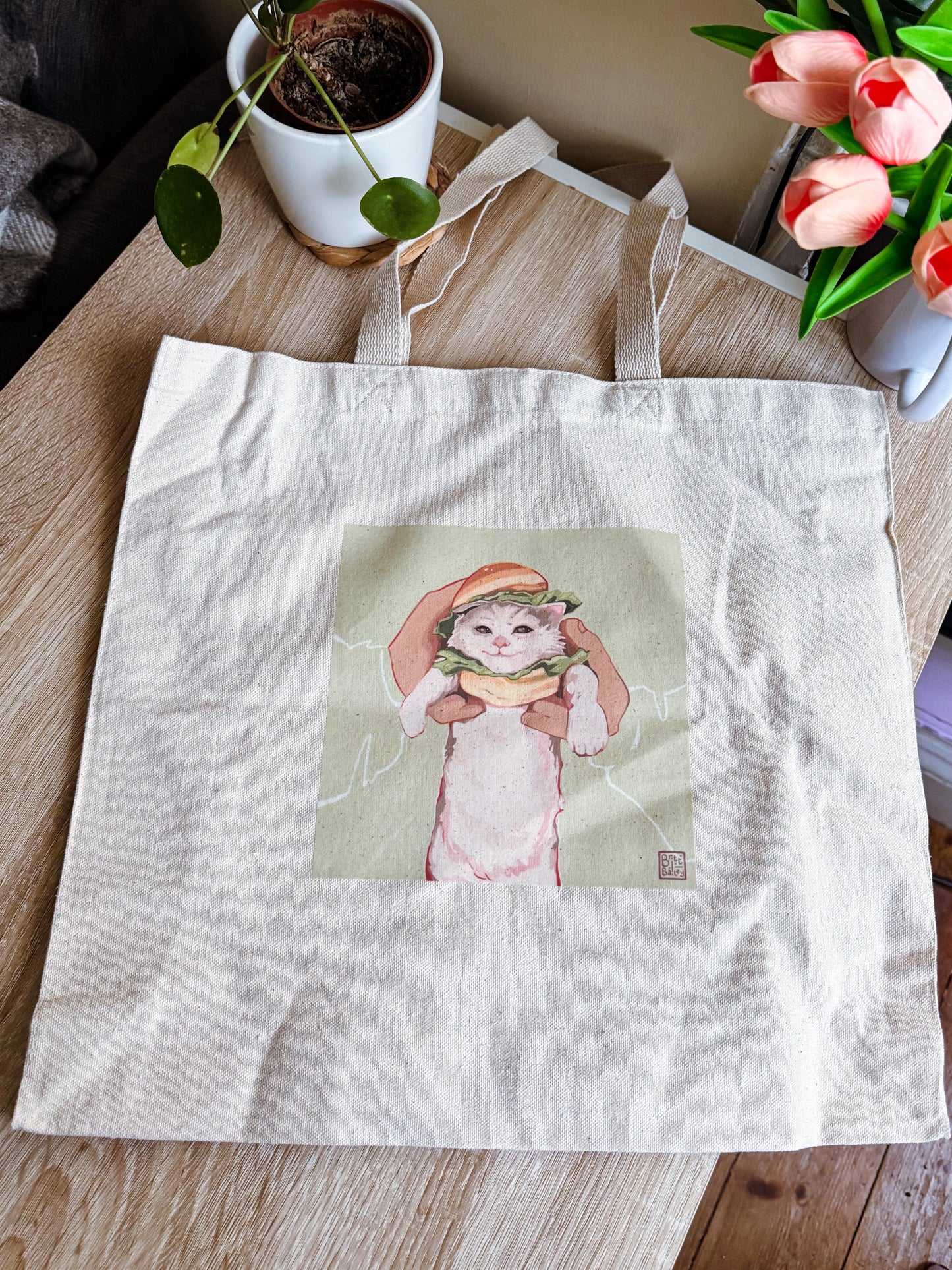 Burger Cat Tote Bag