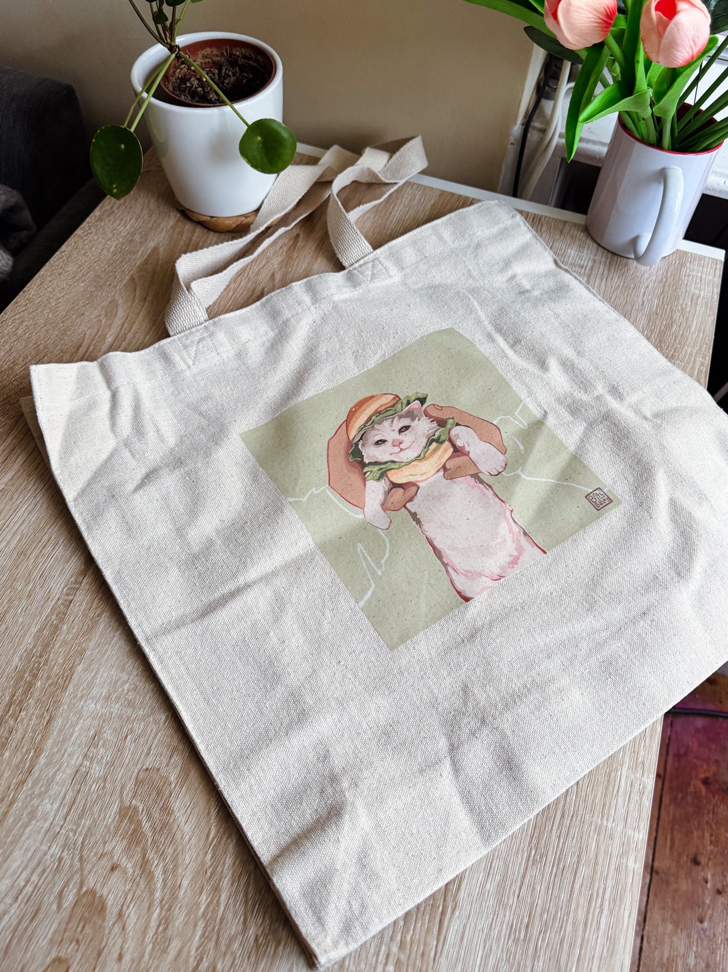 Burger Cat Tote Bag