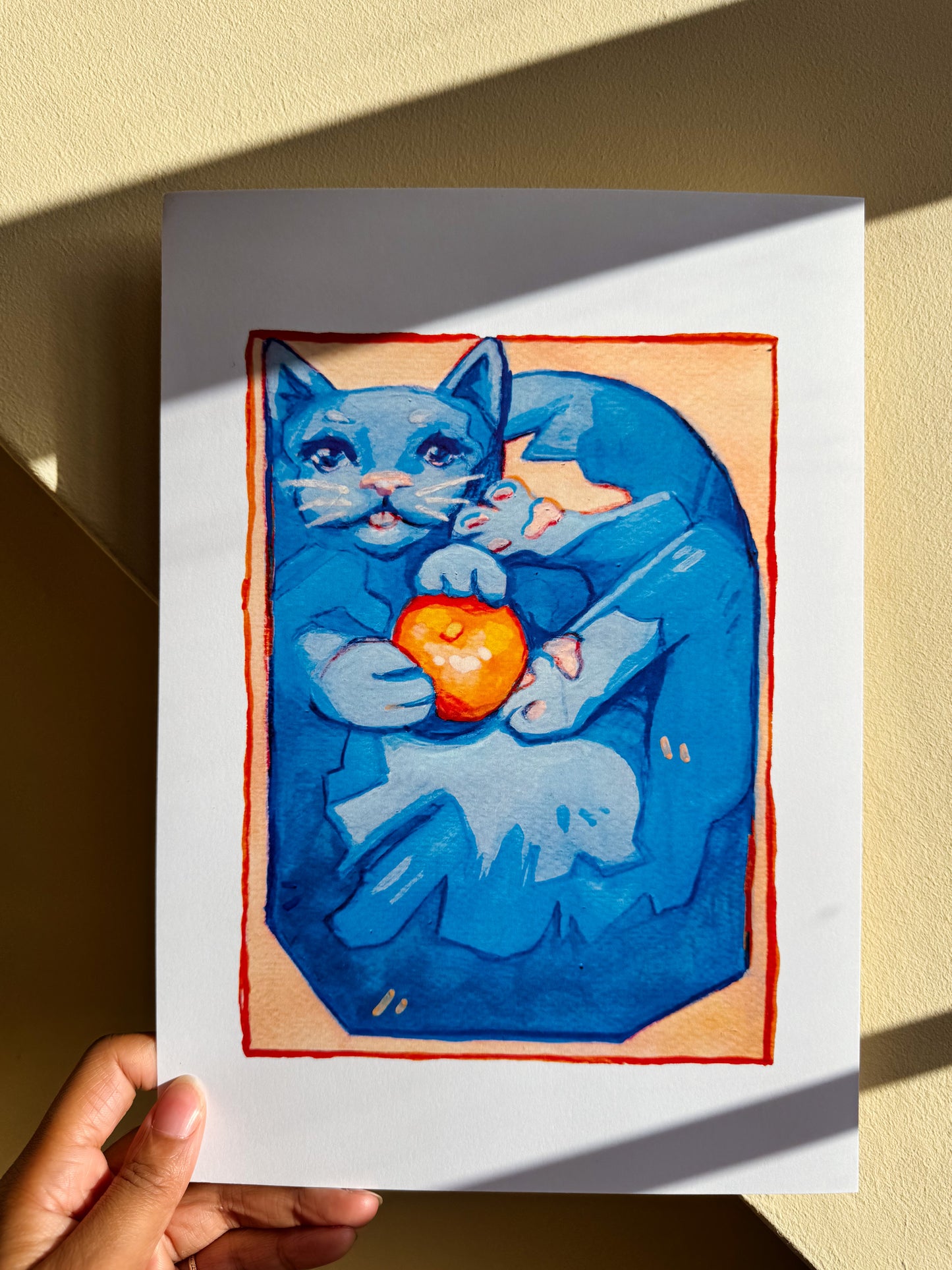 Box Cat Art Print - Blue Satsuma