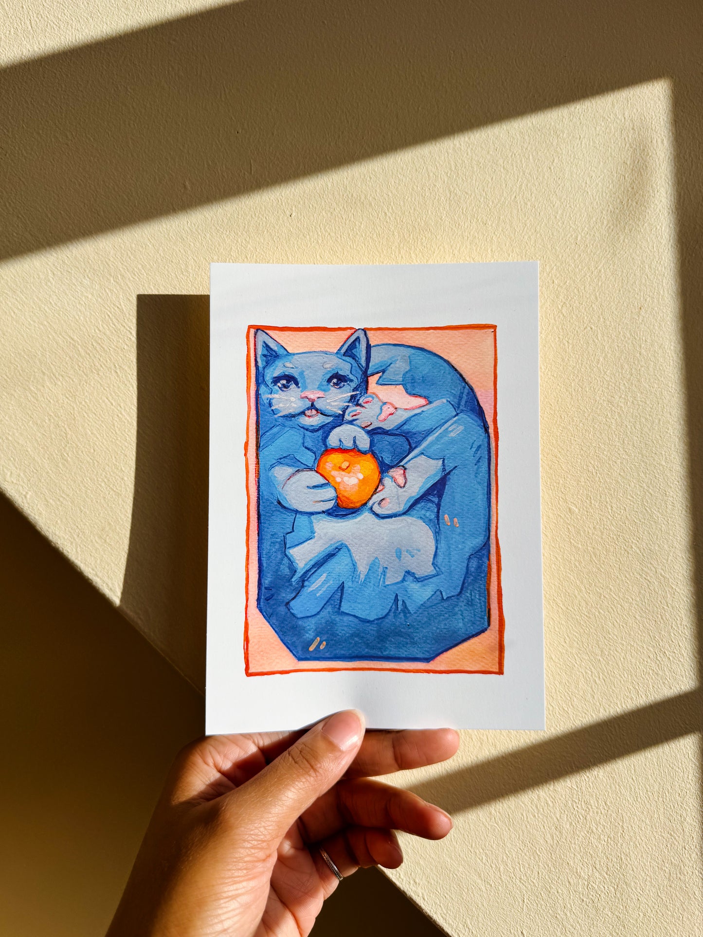 Box Cat Art Print - Blue Satsuma