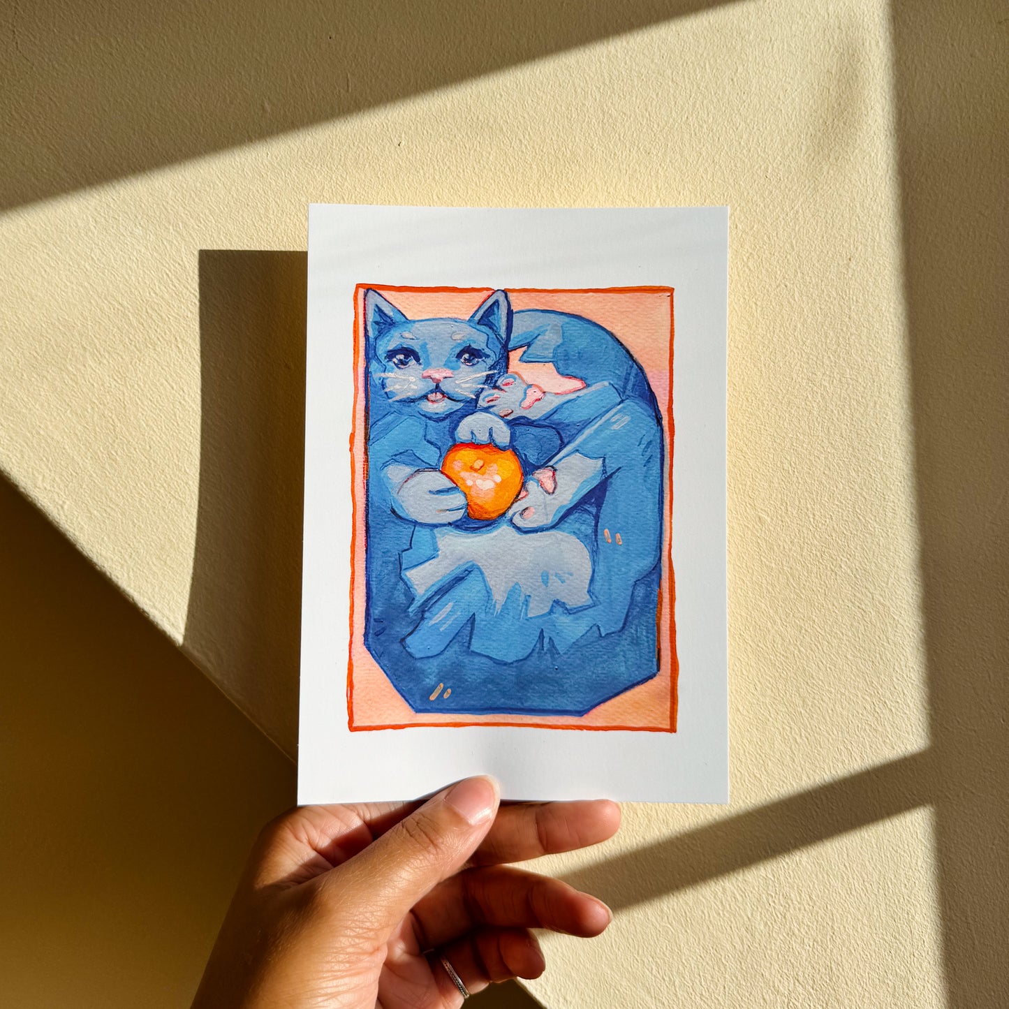 Box Cat Art Print - Blue Satsuma