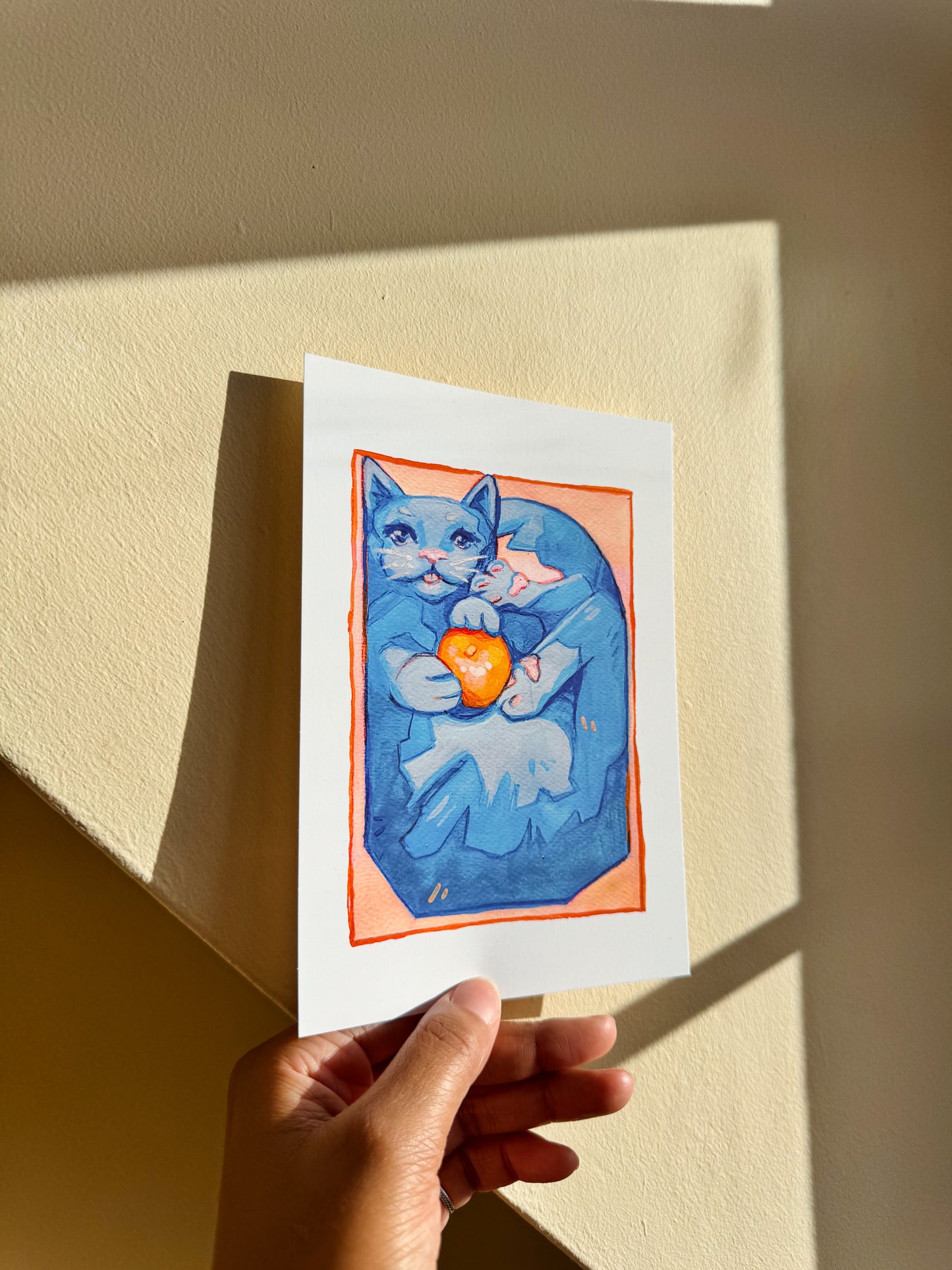 Box Cat Art Print - Blue Satsuma