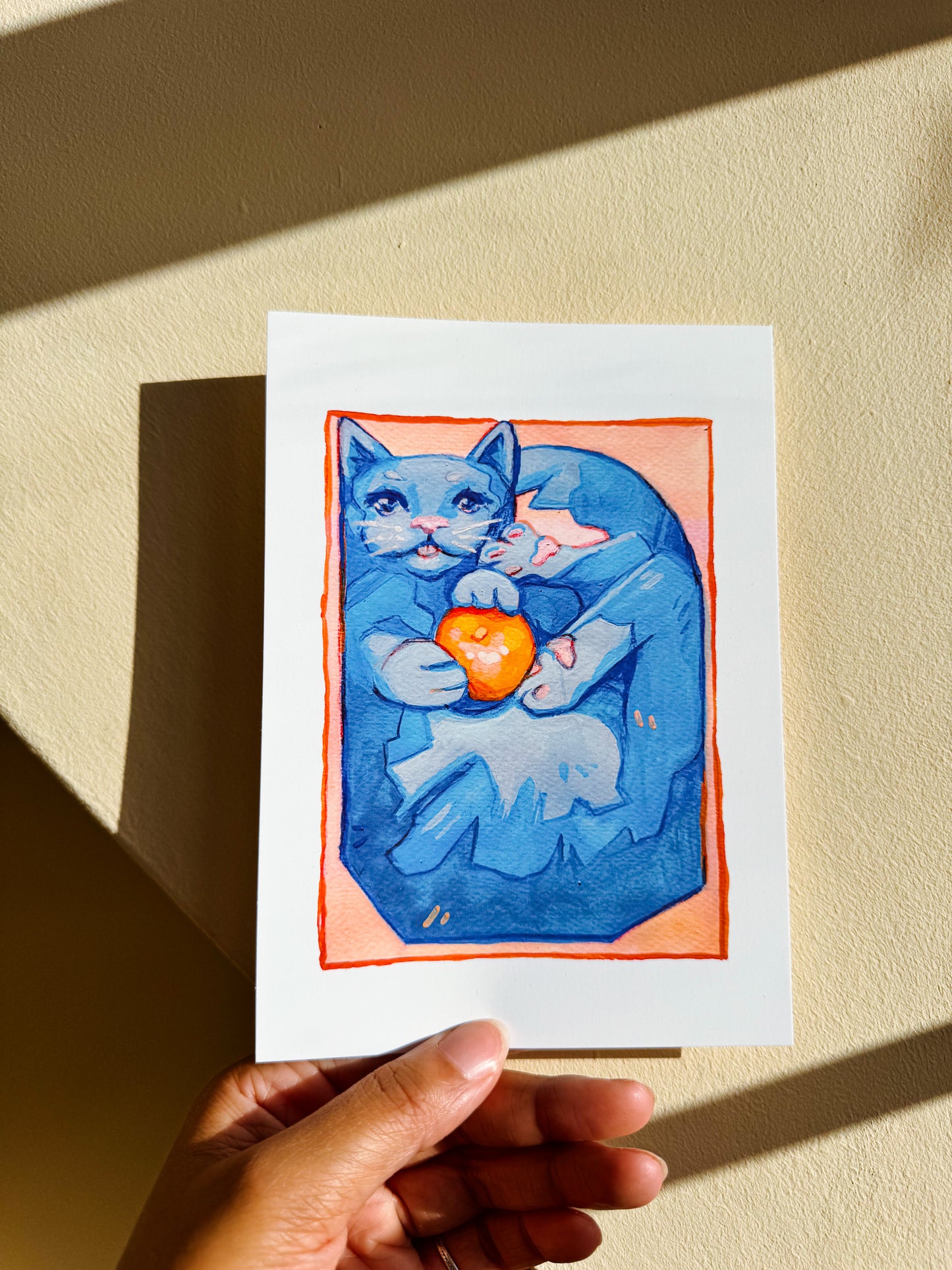 Box Cat Art Print - Blue Satsuma