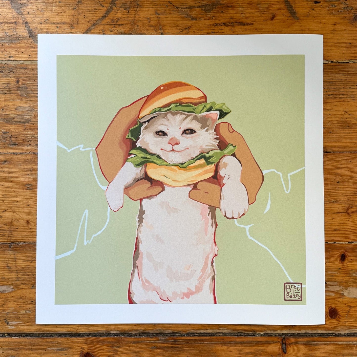 Burger Cat Art print