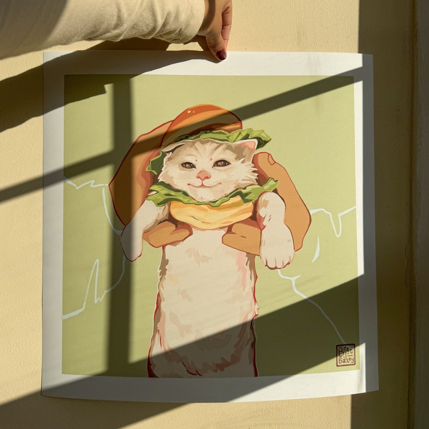 Burger Cat Art print