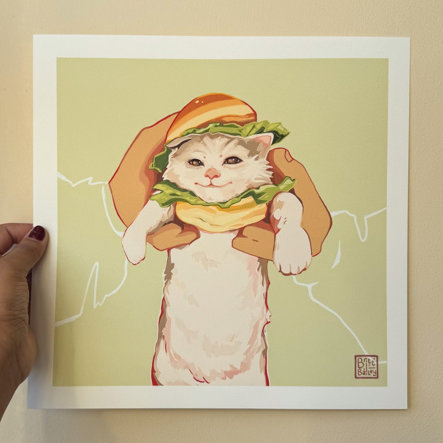 Burger Cat Art print